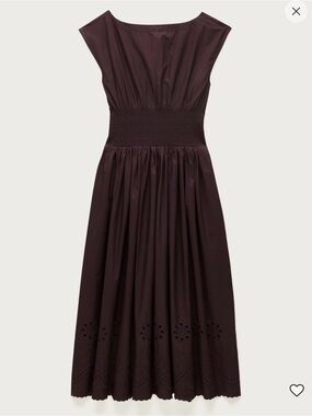 J. Crew Smocked-Waist Eyelet Midi Dress in Deep Plum. Brand new !